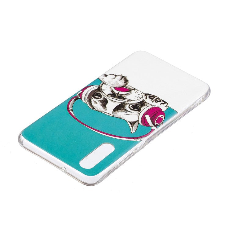 Luminous IMD Patterned Soft TPU Gel Cover for Huawei P20 - Dog Wearing Headphone