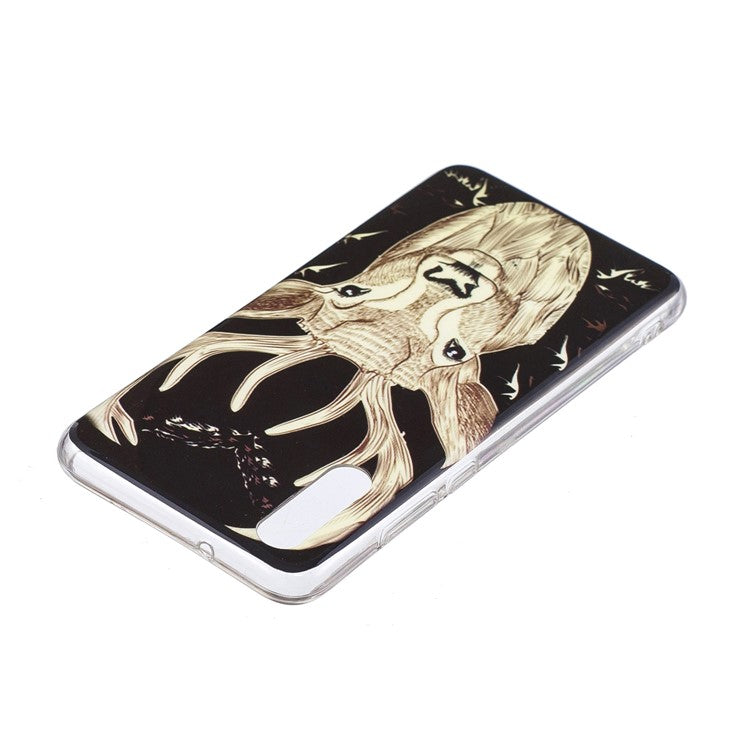 Luminous IMD Patterned Soft TPU Mobile Phone Casing for Huawei P20 - Elk