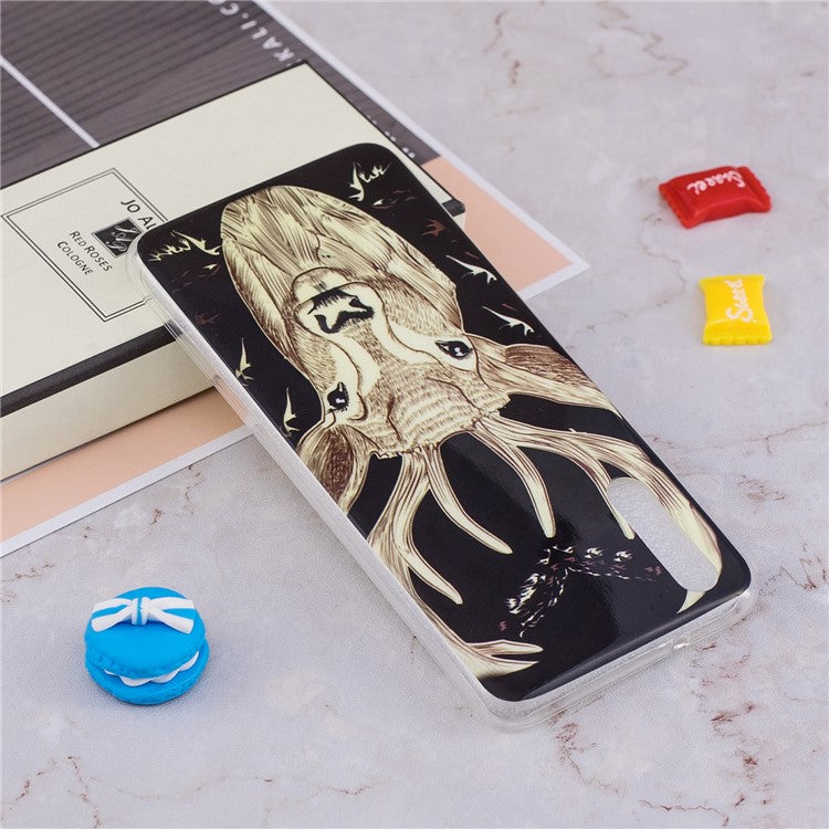 Luminous IMD Patterned Soft TPU Mobile Phone Casing for Huawei P20 - Elk