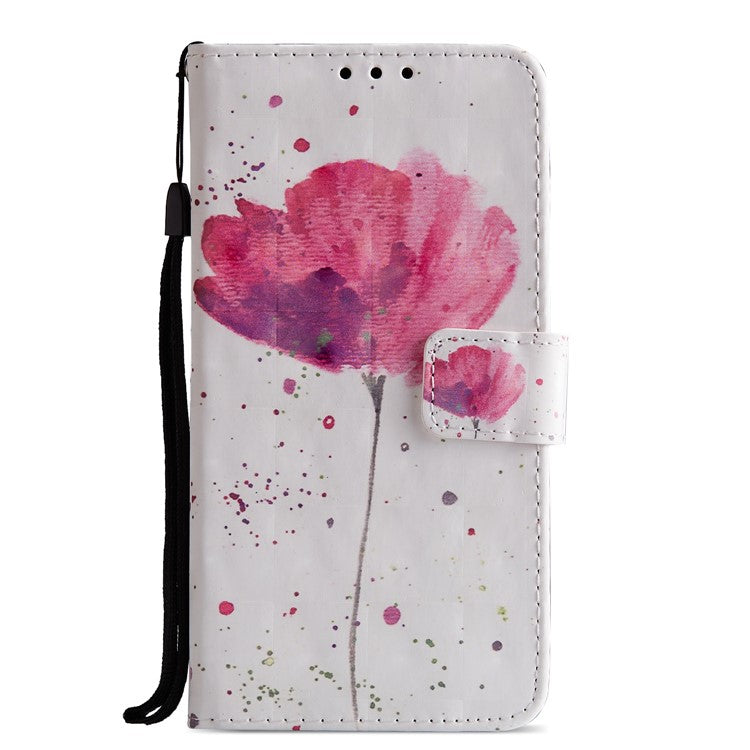 Pattern Printing Wallet Stand Leather Cover for Huawei P20 - Flower