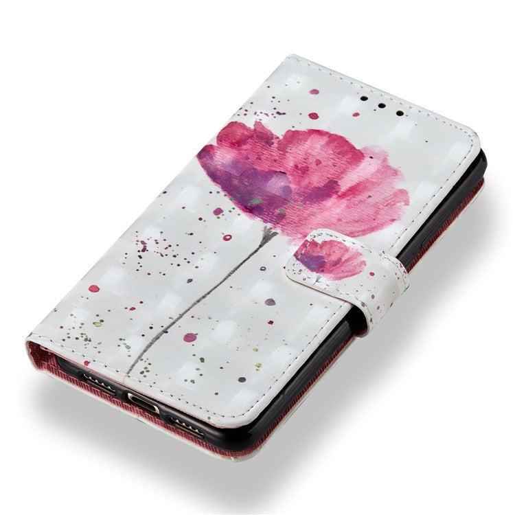 Pattern Printing Wallet Stand Leather Cover for Huawei P20 - Flower