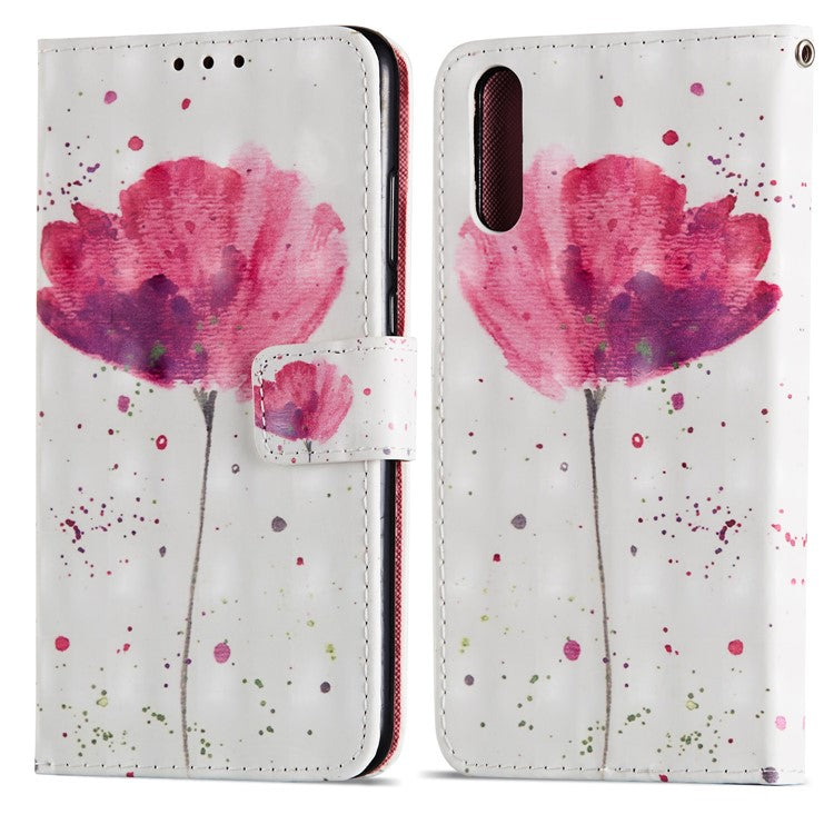 Pattern Printing Wallet Stand Leather Cover for Huawei P20 - Flower