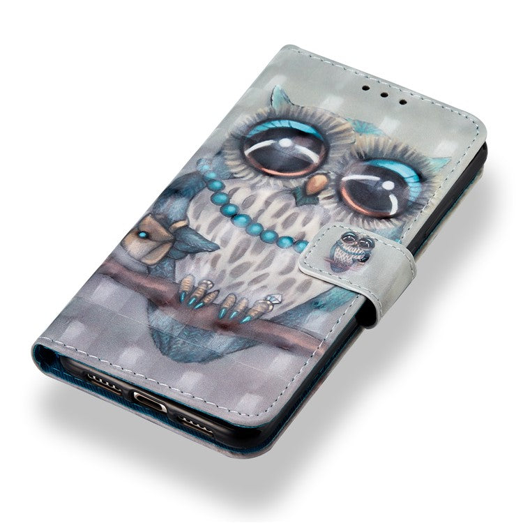 Pattern Printing Wallet Leather Flip Stand Phone Cover for Huawei P20 - Owl on the Branch