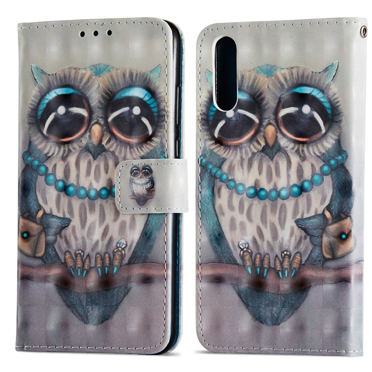 Pattern Printing Wallet Leather Flip Stand Phone Cover for Huawei P20 - Owl on the Branch