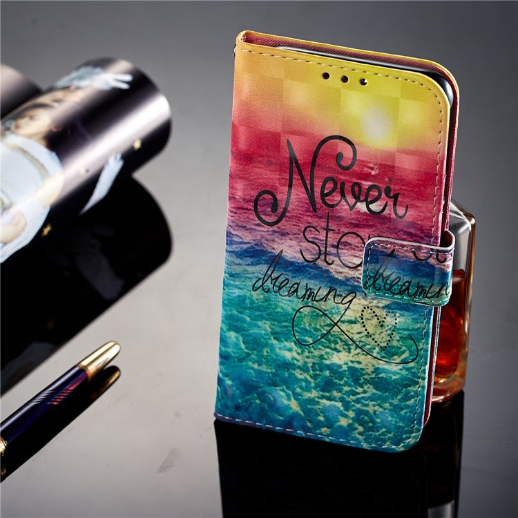For Huawei P20 Lite / Nova 3e (China) Pattern Printing Leather Stand Magnetic Cellphone Case - Never Stop Learning
