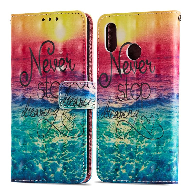 For Huawei P20 Lite / Nova 3e (China) Pattern Printing Leather Stand Magnetic Cellphone Case - Never Stop Learning