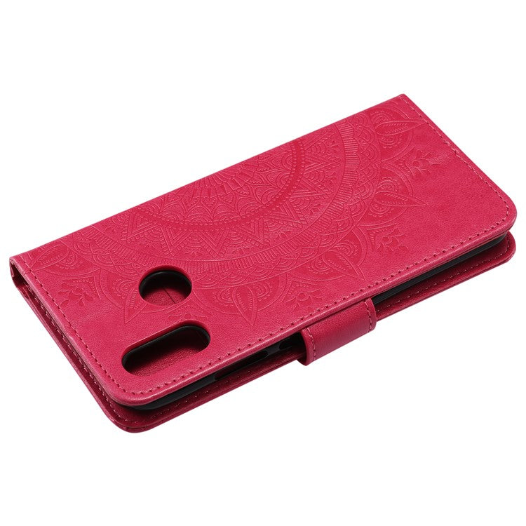 Imprinted Mandala Pattern PU Leather Wallet Stand Cover Case for Huawei P20 Lite / Nova 3e - Rose