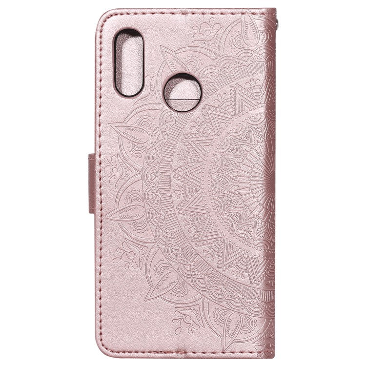 Imprinted Mandala Pattern Leather Wallet Phone Casing for Huawei P20 Lite / Nova 3e - Rose Gold