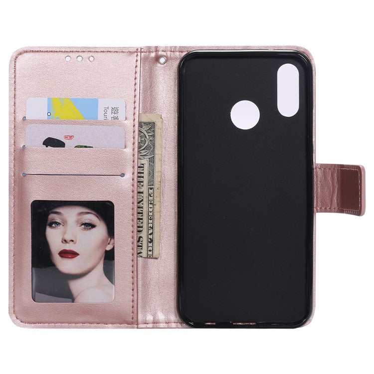 Imprinted Mandala Pattern Leather Wallet Phone Casing for Huawei P20 Lite / Nova 3e - Rose Gold