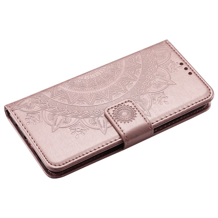 Imprinted Mandala Pattern Leather Wallet Phone Casing for Huawei P20 Lite / Nova 3e - Rose Gold