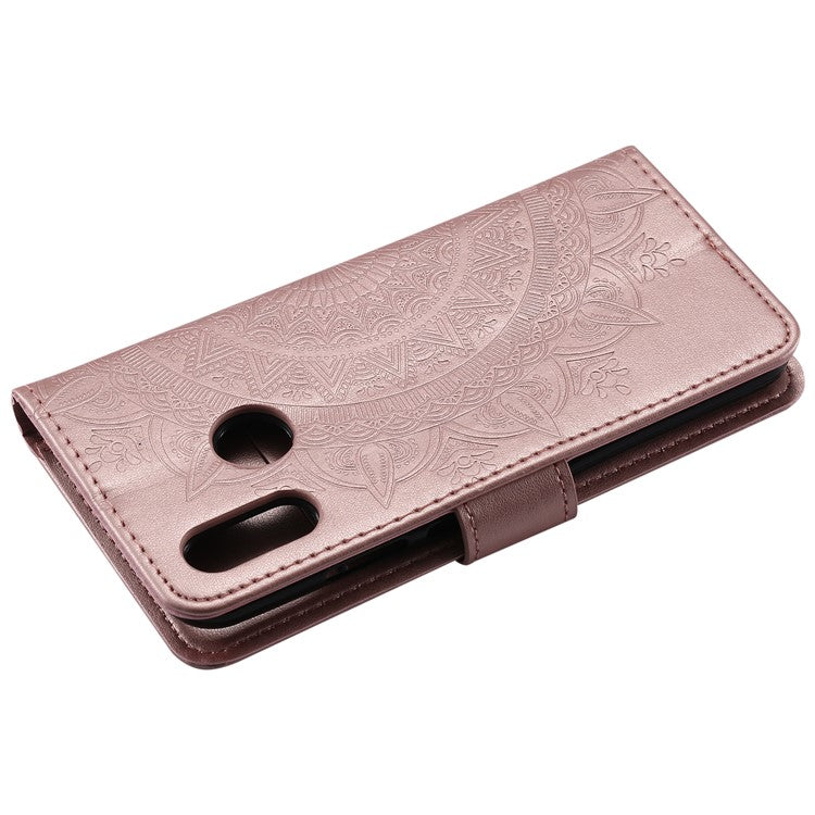 Imprinted Mandala Pattern Leather Wallet Phone Casing for Huawei P20 Lite / Nova 3e - Rose Gold