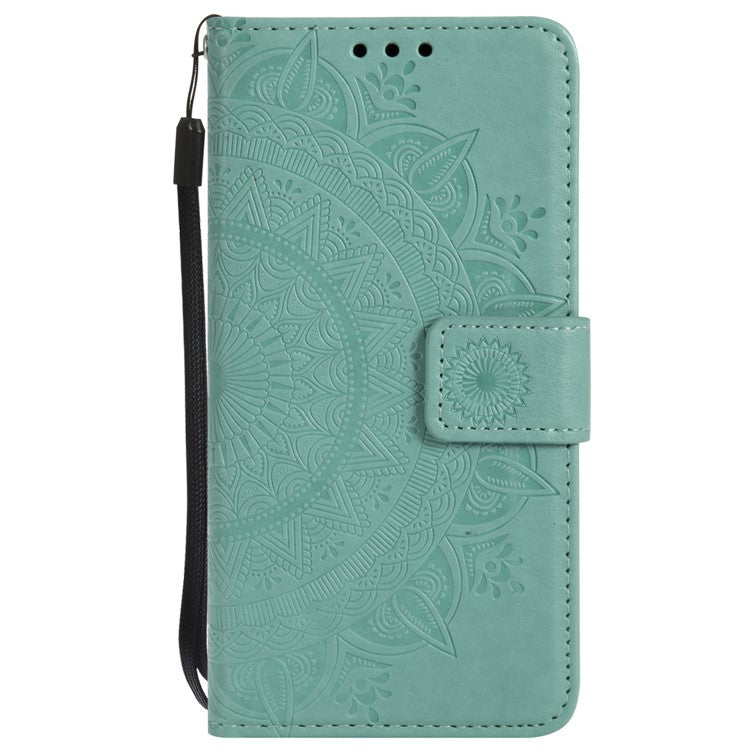 Imprinted Mandala Pattern Stand Wallet Leather Phone Cover for Huawei P20 Lite / Nova 3e - Cyan