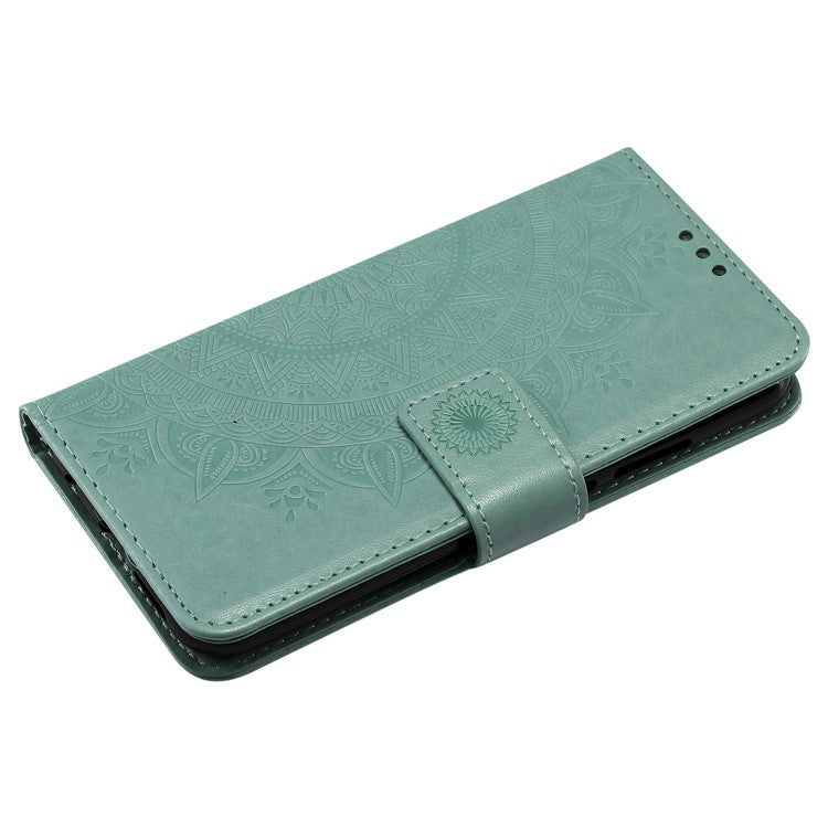Imprinted Mandala Pattern Stand Wallet Leather Phone Cover for Huawei P20 Lite / Nova 3e - Cyan
