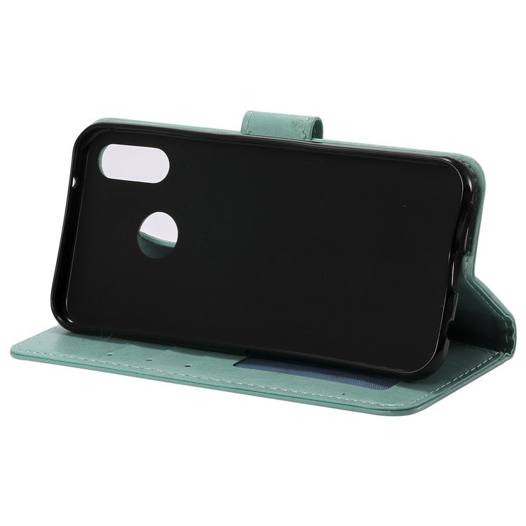 Imprinted Mandala Pattern Stand Wallet Leather Phone Cover for Huawei P20 Lite / Nova 3e - Cyan