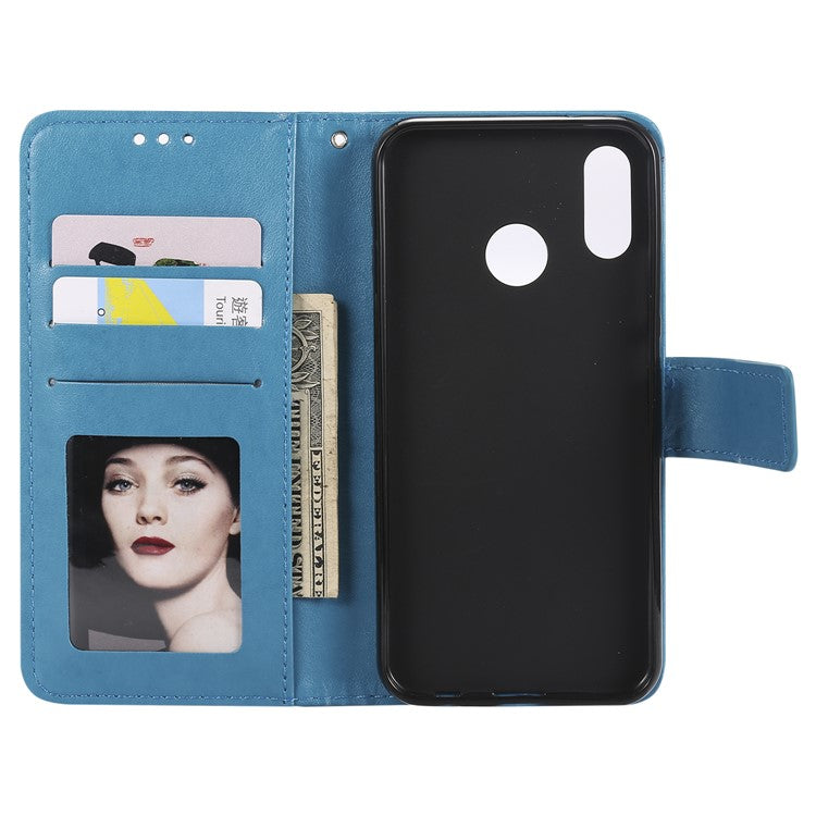 Imprinted Mandala Pattern PU Leather Mobile Case with Card Slots for Huawei P20 Lite / Nova 3e - Blue