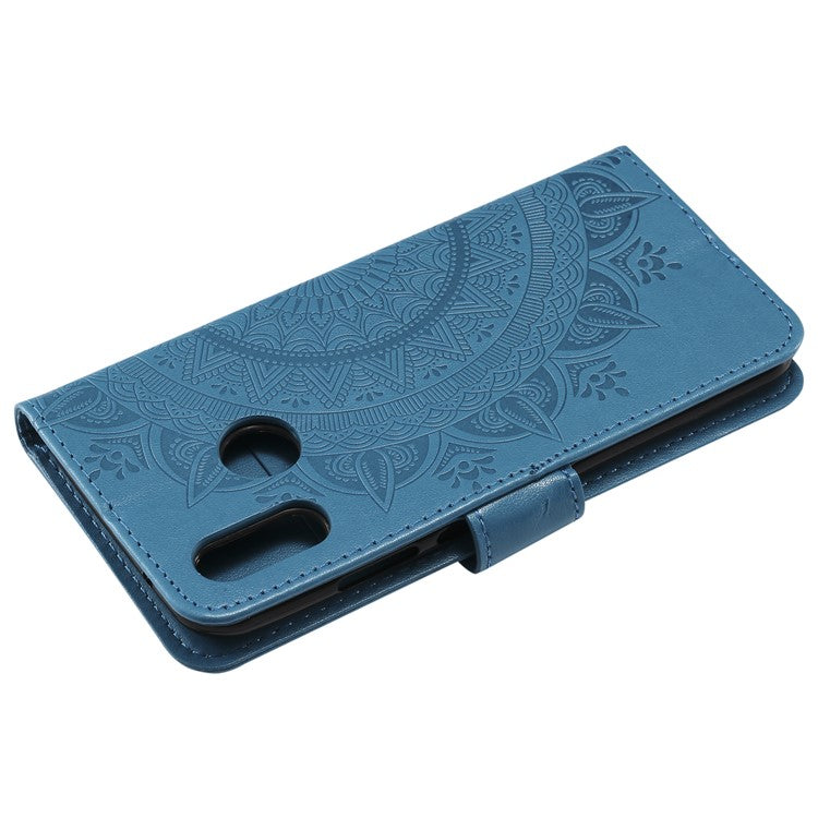 Imprinted Mandala Pattern PU Leather Mobile Case with Card Slots for Huawei P20 Lite / Nova 3e - Blue