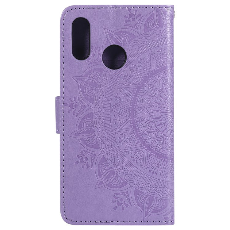 Imprinted Mandala Pattern Wallet Leather Cell Phone Case Accessory for Huawei P20 Lite / Nova 3e - Purple