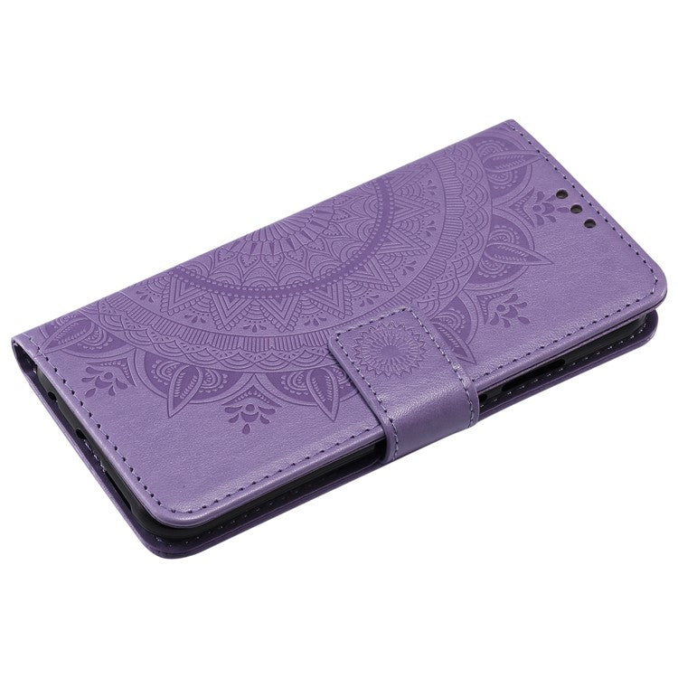 Imprinted Mandala Pattern Wallet Leather Cell Phone Case Accessory for Huawei P20 Lite / Nova 3e - Purple