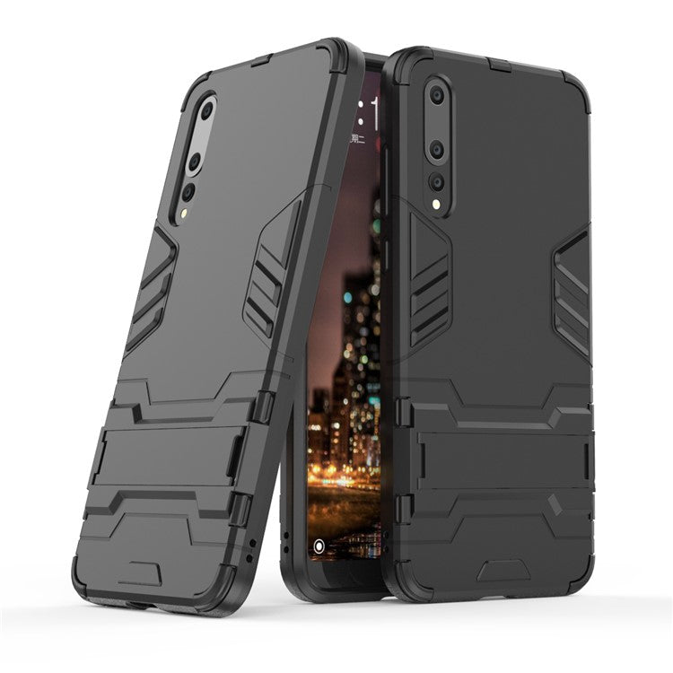 Cool Guard PC TPU Combo Mobile Casing with Kickstand for Huawei P20 Pro - Black