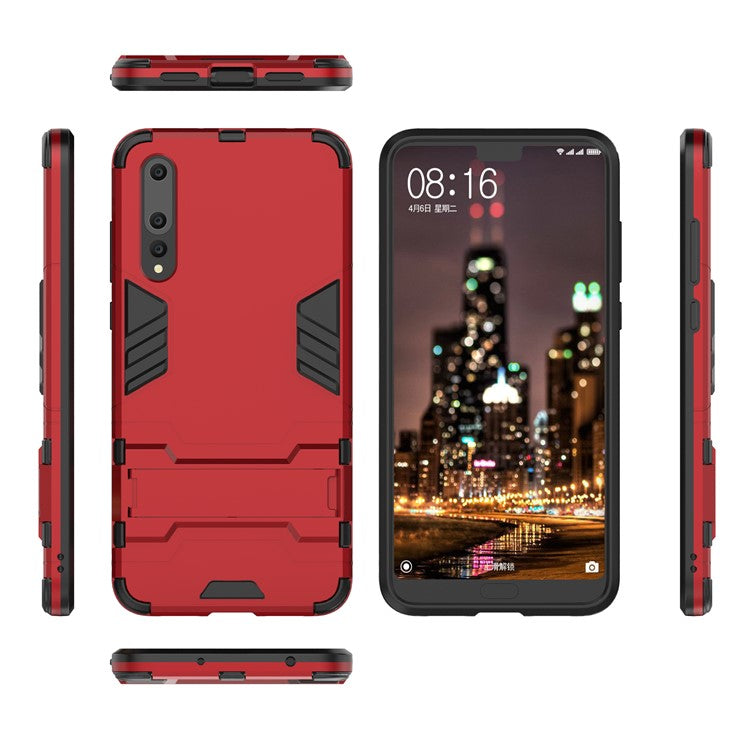 Cool Guard PC TPU Combo Mobile Phone Casing with Kickstand for Huawei P20 Pro - Red