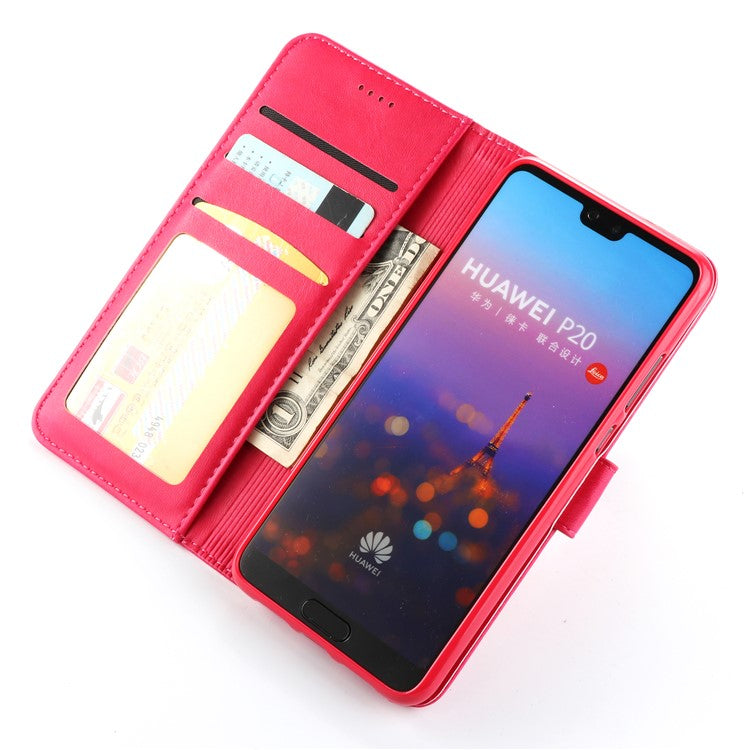 LC.IMEEKE Wallet Leather Case with Stand for Huawei P20 Pro Dual Sided Magnetic Clasp Cover Case - Rose