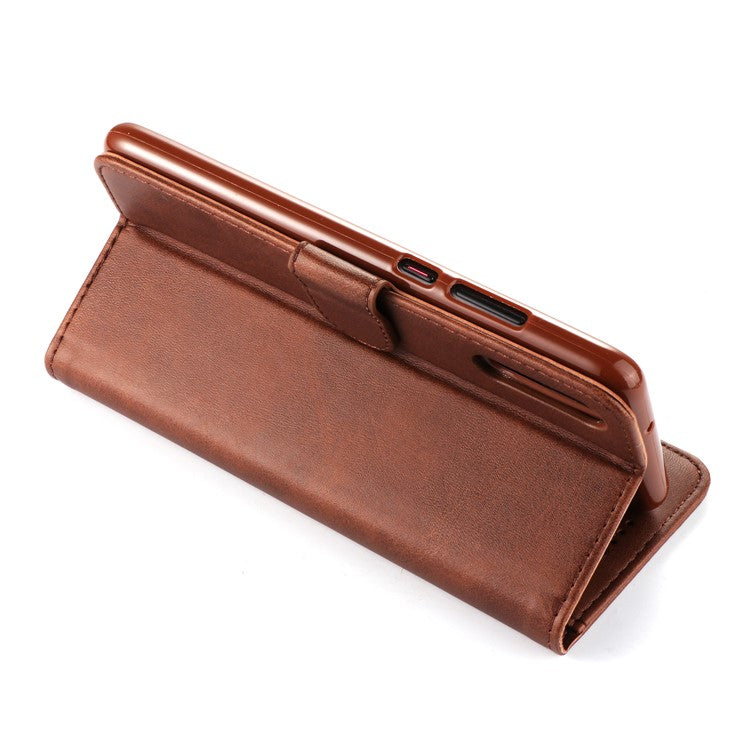 LC.IMEEKE Wallet Leather Stand Shell Case for Huawei P20 Pro Dual Sided Magnetic Clasp Cover Case - Coffee