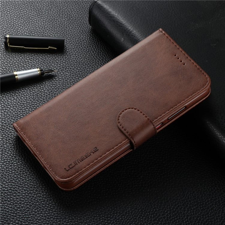 LC.IMEEKE Wallet Leather Stand Shell Case for Huawei P20 Pro Dual Sided Magnetic Clasp Cover Case - Coffee