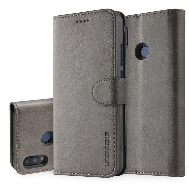 LC.IMEEKE Leather Mobile Phone Case for Huawei P20 Lite/Nova 3e with Reversible Magnetic Clasp Wallet Stand Functions  - Grey