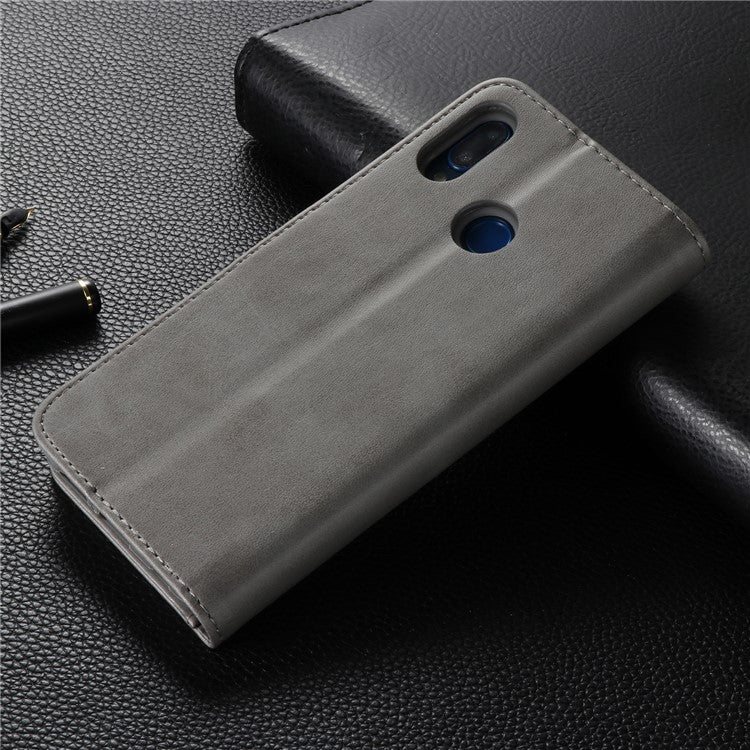 LC.IMEEKE Leather Mobile Phone Case for Huawei P20 Lite/Nova 3e with Reversible Magnetic Clasp Wallet Stand Functions  - Grey