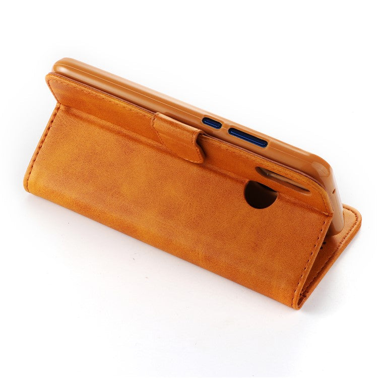 LC.IMEEKE Leather Mobile Phone Case for Huawei P20 Lite/Nova 3e with Reversible Magnetic Clasp Wallet Stand Functions  - Brown