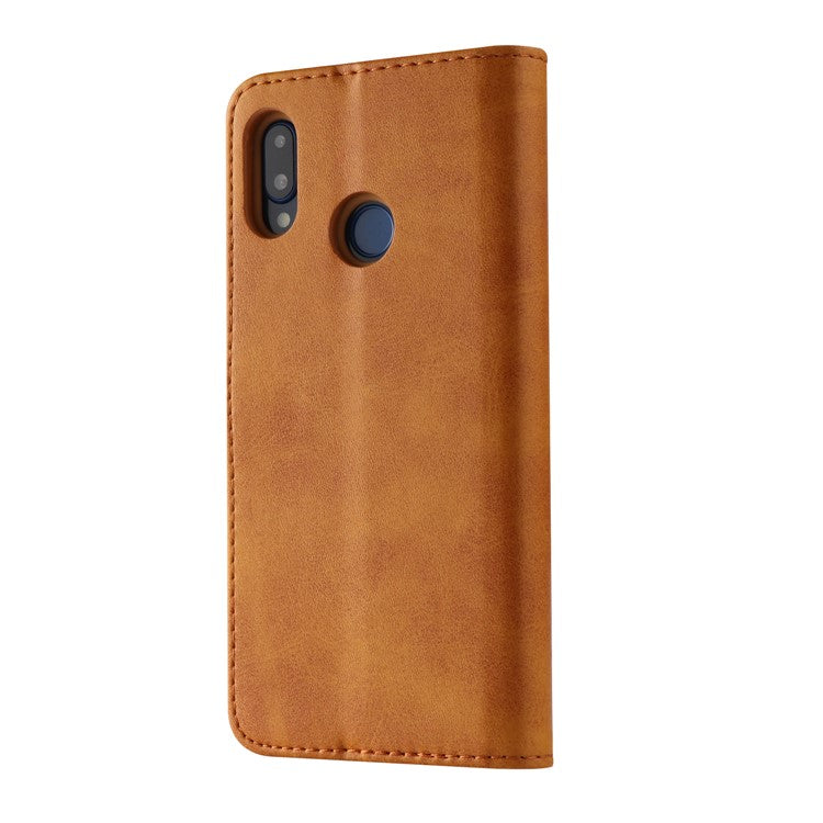 LC.IMEEKE Leather Mobile Phone Case for Huawei P20 Lite/Nova 3e with Reversible Magnetic Clasp Wallet Stand Functions  - Brown