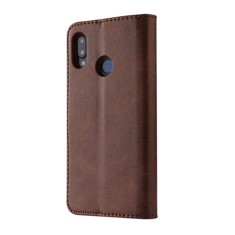 LC.IMEEKE Leather Mobile Phone Case for Huawei P20 Lite/Nova 3e with Reversible Magnetic Clasp Wallet Stand Functions  - Coffee