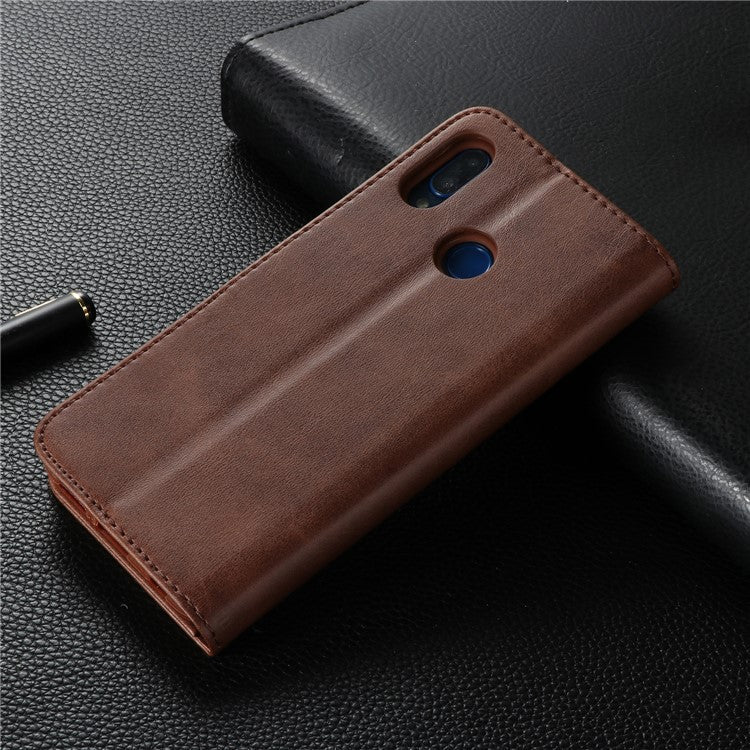 LC.IMEEKE Leather Mobile Phone Case for Huawei P20 Lite/Nova 3e with Reversible Magnetic Clasp Wallet Stand Functions  - Coffee