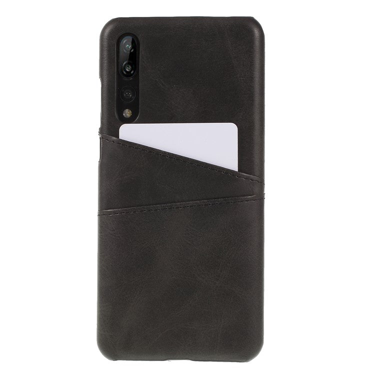 PU Leather Coated PC Phone Cover with Card Holder for Huawei P20 Pro - Black
