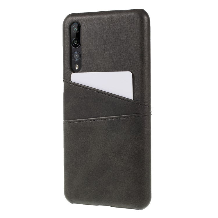 PU Leather Coated PC Phone Cover with Card Holder for Huawei P20 Pro - Black
