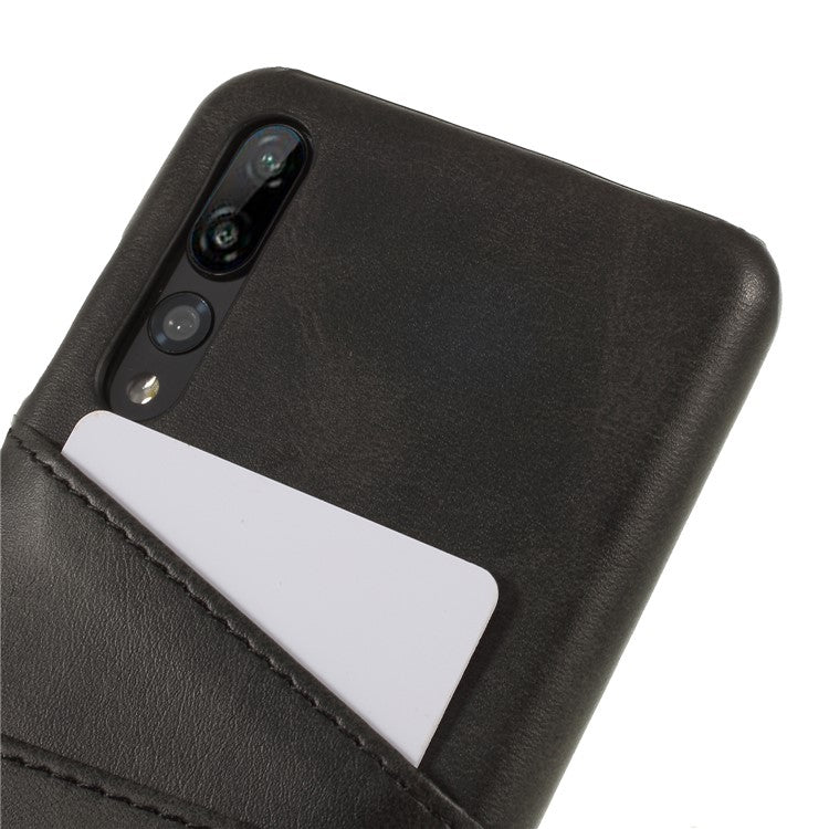 PU Leather Coated PC Phone Cover with Card Holder for Huawei P20 Pro - Black