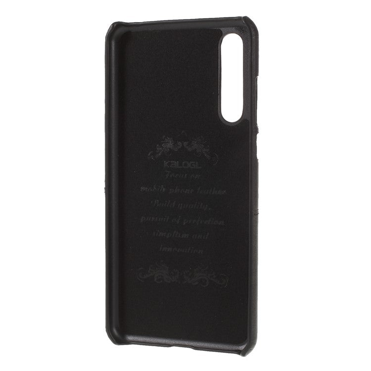 PU Leather Coated PC Phone Cover with Card Holder for Huawei P20 Pro - Black