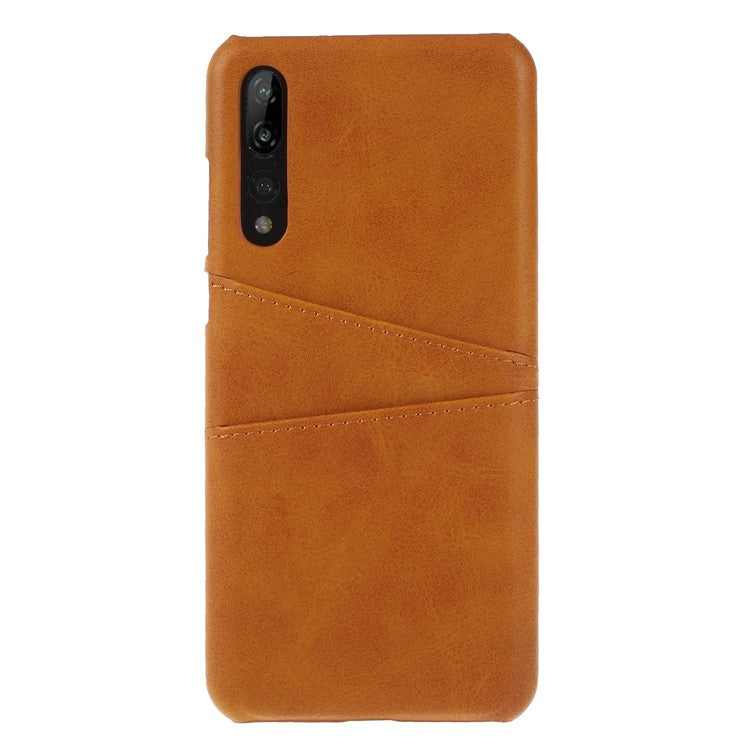 For Huawei P20 Pro Card Holder PU Leather Coated PC Cover Shell - Yellow