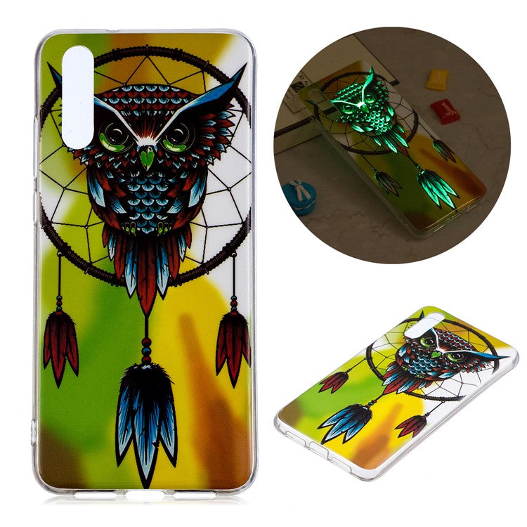 Luminous IMD Patterned Soft TPU Gel Cover for Huawei P20 Pro - Owl and Dream Catcher