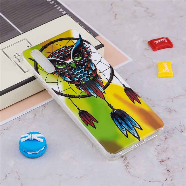 Luminous IMD Patterned Soft TPU Gel Cover for Huawei P20 Pro - Owl and Dream Catcher