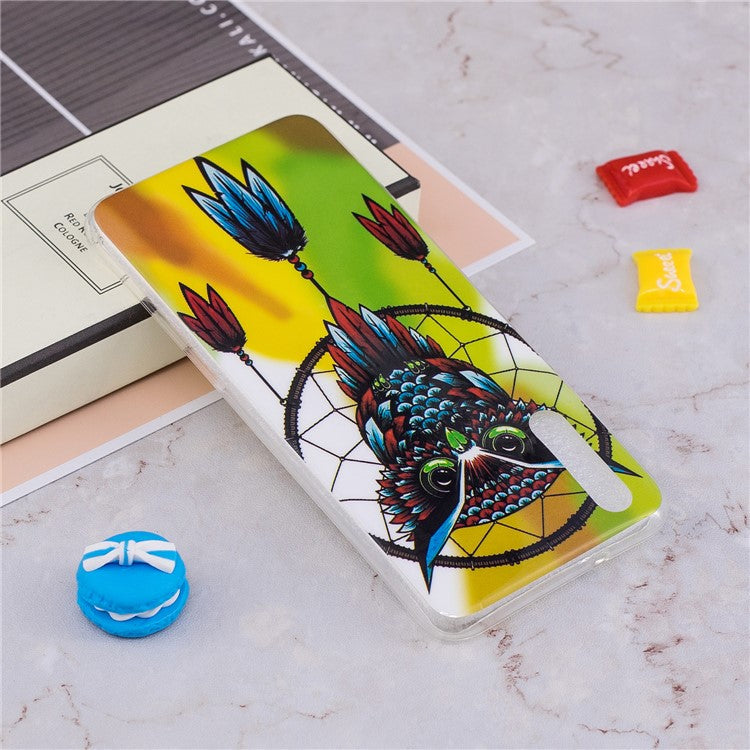 Luminous IMD Patterned Soft TPU Gel Cover for Huawei P20 Pro - Owl and Dream Catcher