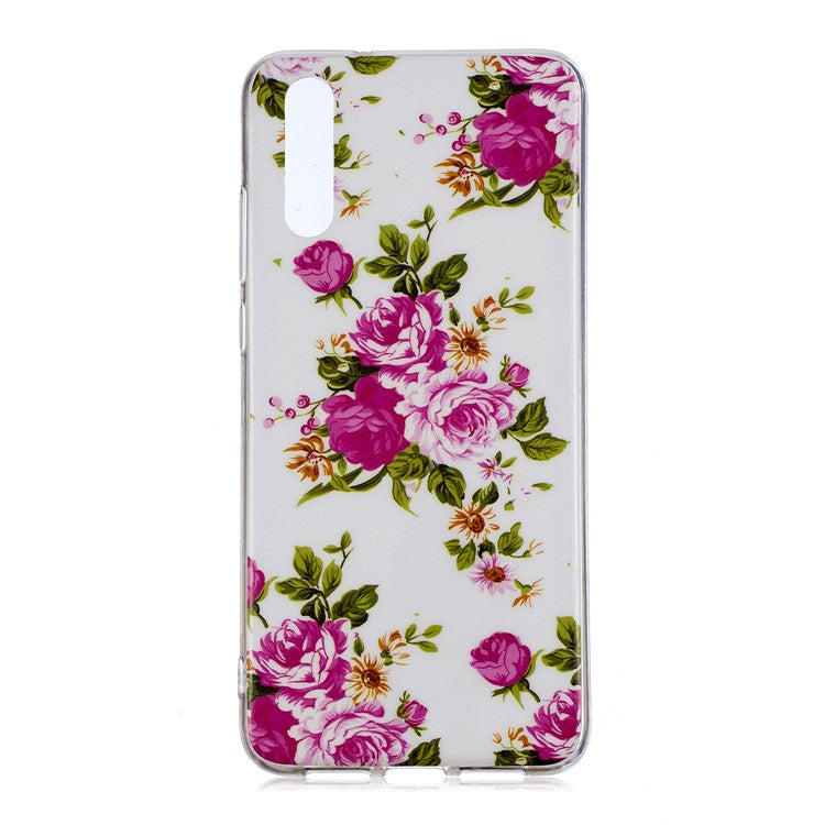 Luminous IMD Patterned Soft TPU Phone Cover for Huawei P20 Pro - Blooming Flower
