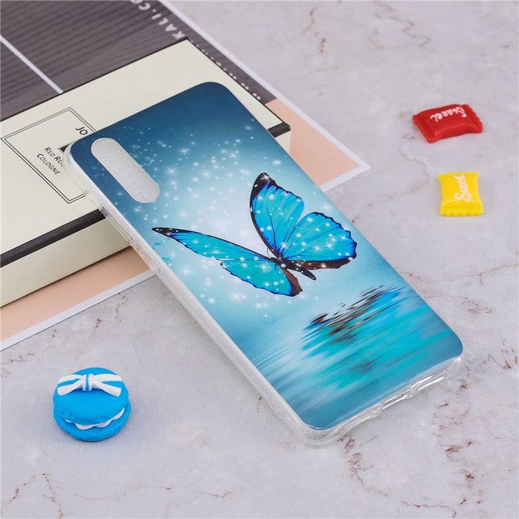 Luminous IMD Patterned Soft TPU Phone Shell for Huawei P20 Pro - Blue Butterfly