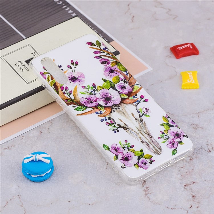 Luminous IMD Patterned Soft TPU Mobile Case for Huawei P20 Pro - Flowered Elk