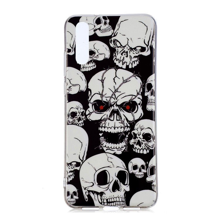 Luminous IMD Patterned Soft TPU Mobile Cover for Huawei P20 Pro - Skulls