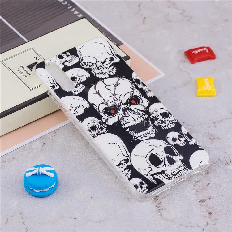 Luminous IMD Patterned Soft TPU Mobile Cover for Huawei P20 Pro - Skulls