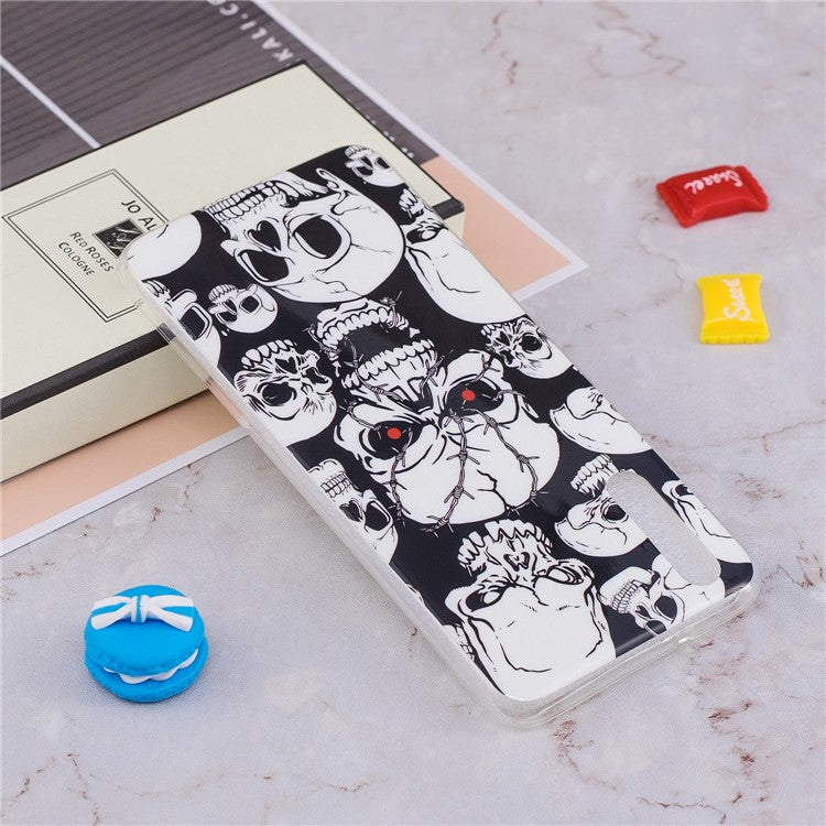 Luminous IMD Patterned Soft TPU Mobile Cover for Huawei P20 Pro - Skulls