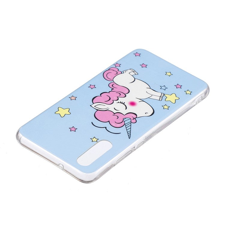 Luminous IMD Patterned Soft TPU Mobile Shell for Huawei P20 Pro - Shy Unicorn