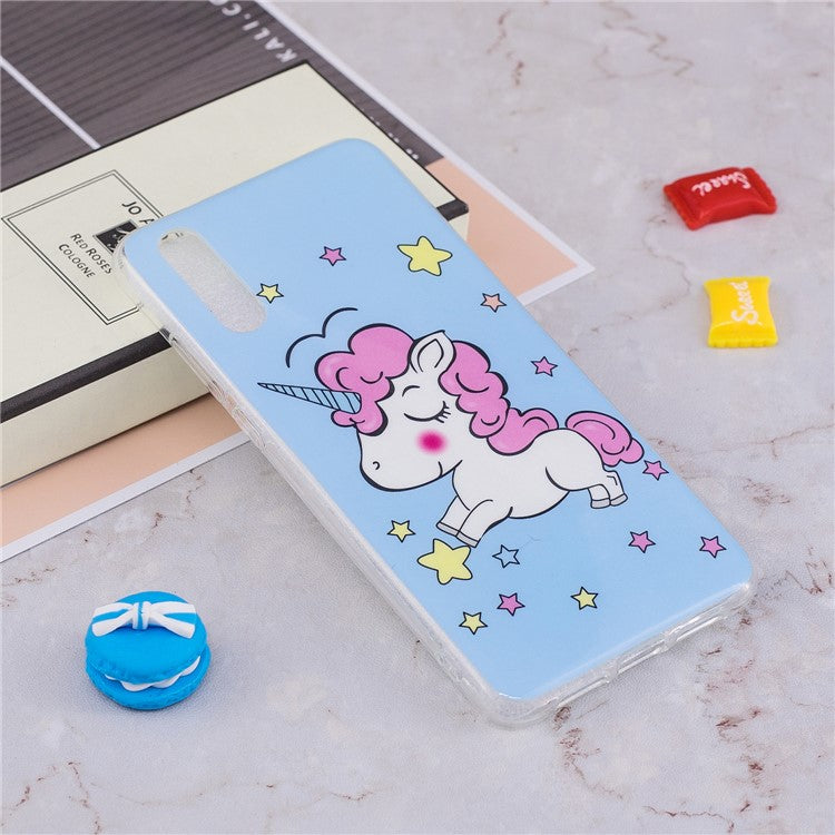Luminous IMD Patterned Soft TPU Mobile Shell for Huawei P20 Pro - Shy Unicorn
