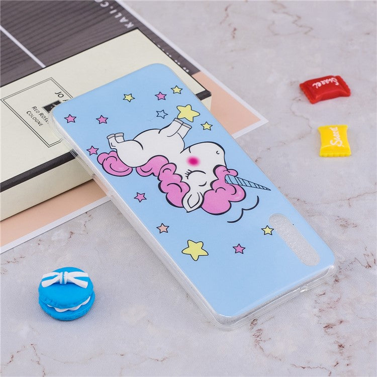 Luminous IMD Patterned Soft TPU Mobile Shell for Huawei P20 Pro - Shy Unicorn
